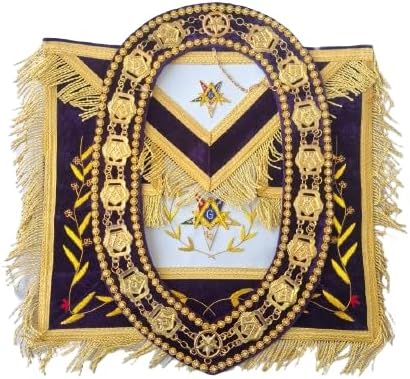 Delantal Masónico Collar Cadena Bordado Mano