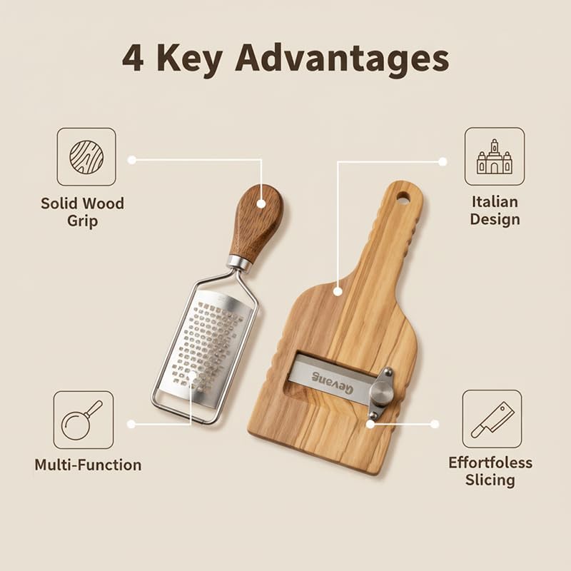 Juego herramientas trufa madera soporte acero inox rebanadora