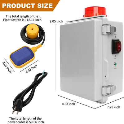 Panel control séptico con alarma y disyuntor bomba 110