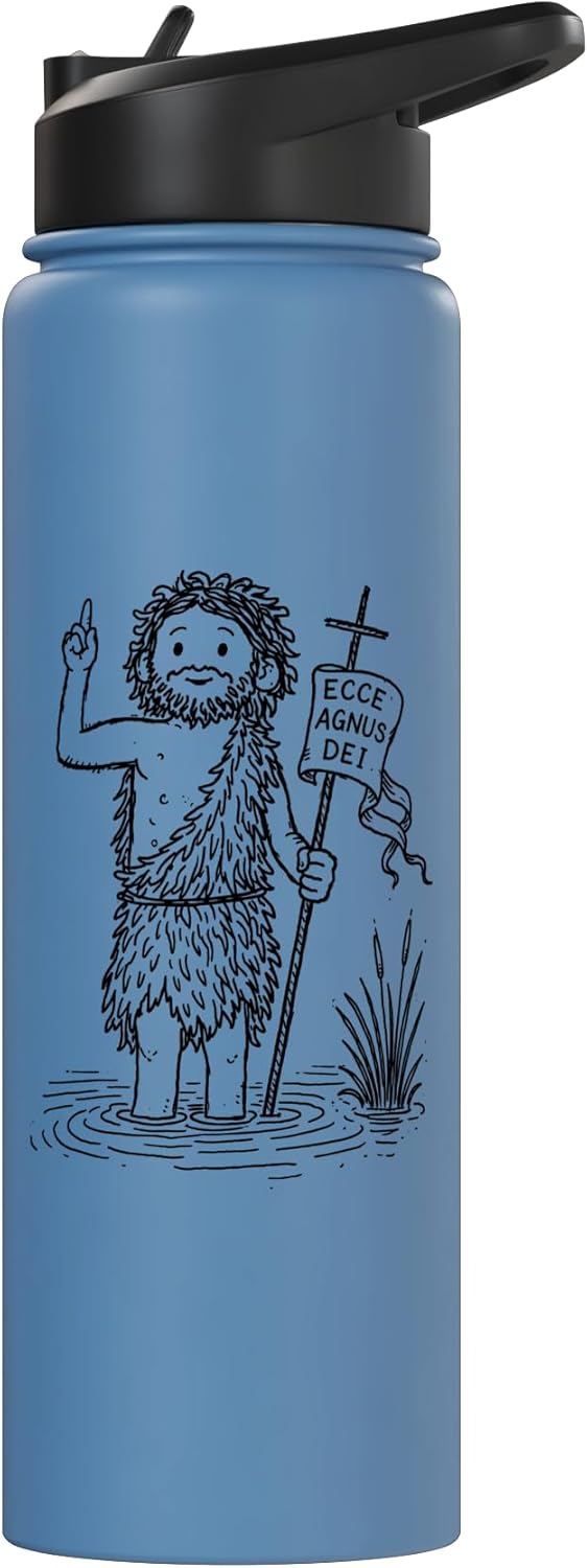 Botella de agua aislada de acero inoxidable Ecce Agnus Dei