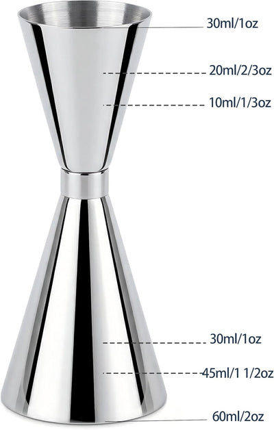 Jigger doble de acero inoxidable para medir alcohol estilo japonés