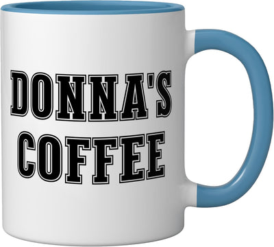 Taza personalizada Donna's Coffee para nombre cerámica azul/blanco
