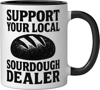 Taza cerámica para amante del pan de masa madre negra/blanca