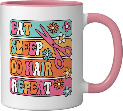 Taza para mujer cerámica de peluquería rosa/blanca
