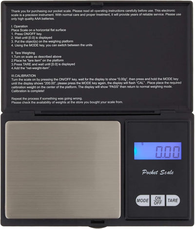 Báscula digital de bolsillo con pantalla LCD retroiluminada y función de tara