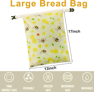 Paquete de 2 bolsas de almacenamiento de pan de cera de abeja reutilizables para masa madre y pan casero
