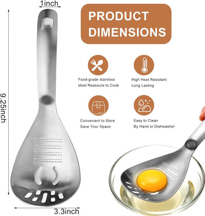 Cuchara 5en1 acero inox para separar huevos y triturar