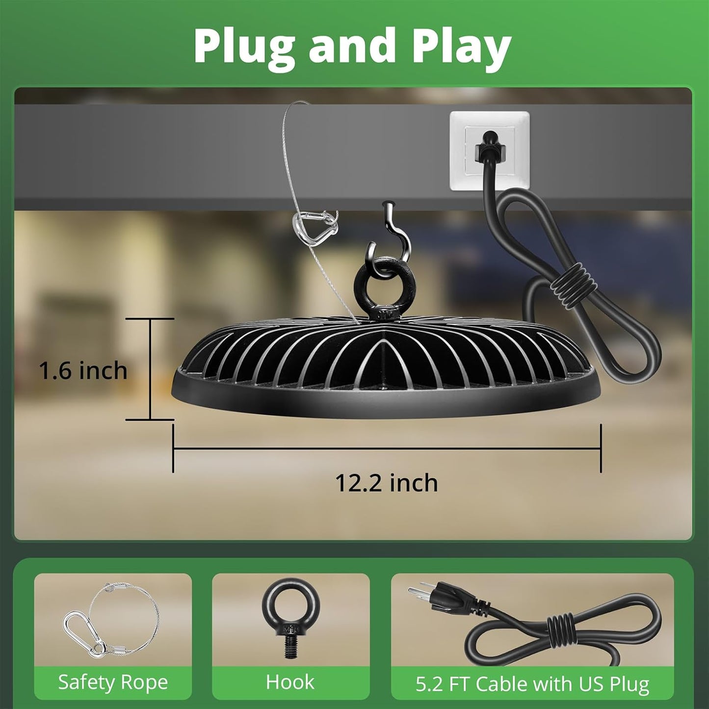 Luz LED UFO aluminio 27600LM 5000K 120V
