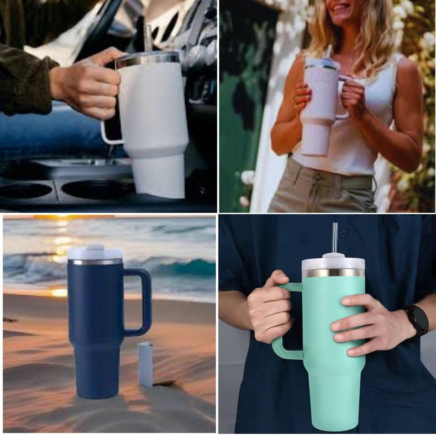 Vaso de viaje con aislamiento doble 40 oz azul claro