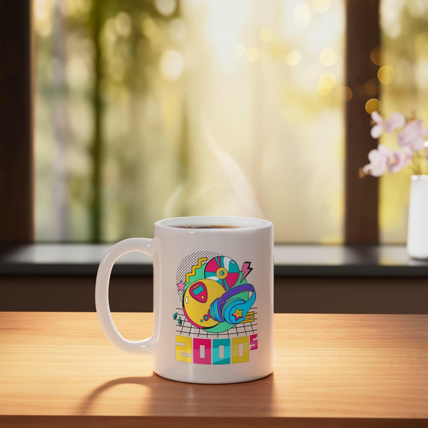 Taza Cerámica Vintage Años 2000 Blanca