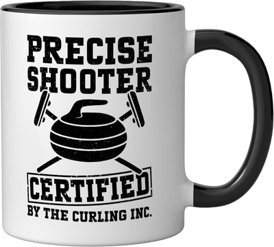 Taza para curling deportivo cerámica negra/blanca