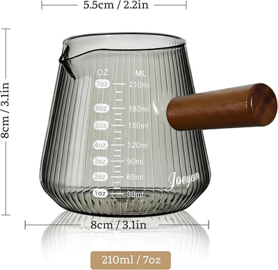 Taza medidora espresso 7oz gris con asa y boquilla