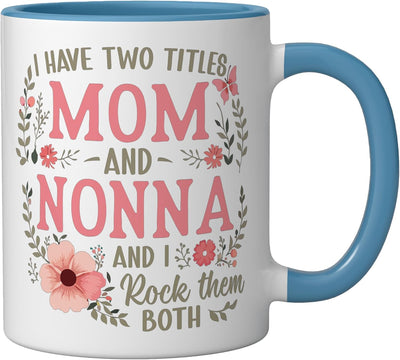 Taza cerámica para mamá y abuela Día de la Madre floral azul/blanco