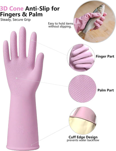 Guantes goma lavavajillas 4 pares reutilizables antideslizante