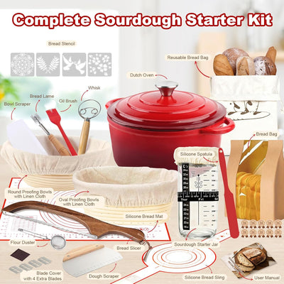 Kit masa madre horno holandés cesta Banneton tarro vidrio