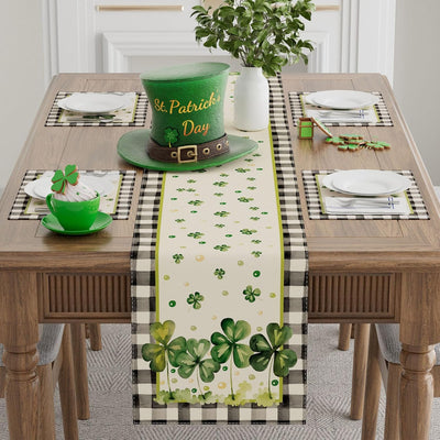 Tréboles verdes a cuadros de acuarela XCHI para San Patricio, decoración de mesa