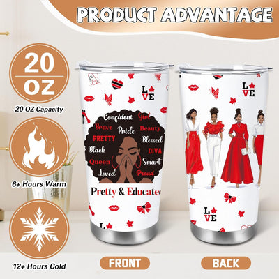 Vaso rojo con patrón de niña negra taza de café personalizada de acero inoxidable