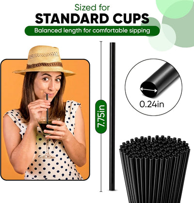 Tubos de bebida negros sin BPA individuales para refrescos café y cócteles pack de 500