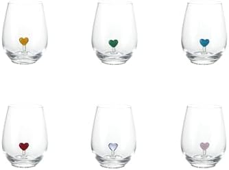 6 Pzas Vaso Tinto Con Corazón Interior