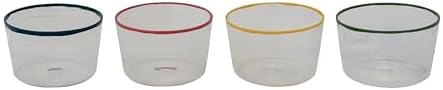 4 Pzas Bowls Vidrio Redondas Borde Colorido Multicolor