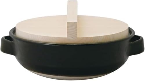 Olla de barro donabe con soporte para vapor y tapa de madera hinoki, 2.3 litros