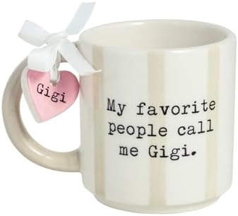 Taza cerámica gris Mud Pie Gigi