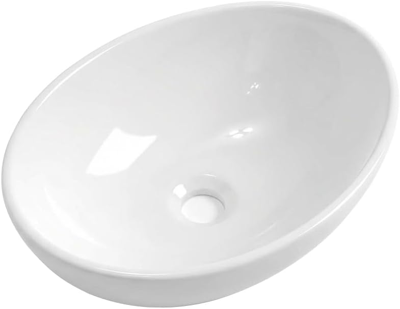 Fregadero ovalado cerámica 16x13pulg diseño curvado
