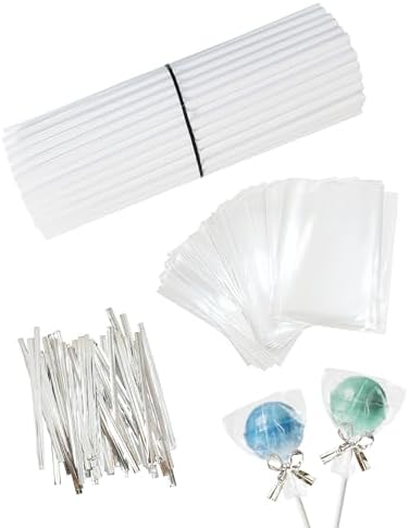Kit palitos y bolsas plástico 4pulg para dulces y postres