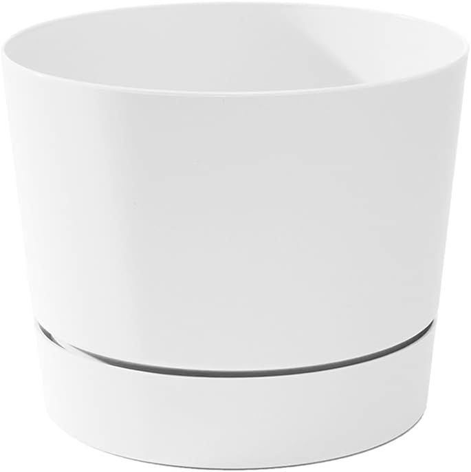 Maceta cilíndrica moderna bajo color blanco 10.5pulg