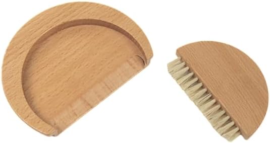 Juego de plumero de migas de pan de madera de haya con soporte