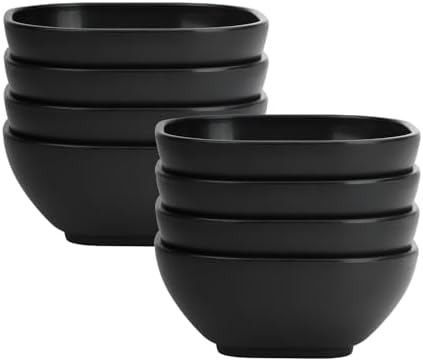 Bowl de plástico resistente para dips, 5 oz, set de 8, negro