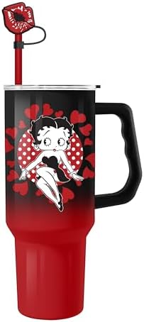 Vaso de acero inoxidable Silver Buffalo Betty Boop con tapa para pajilla y asa