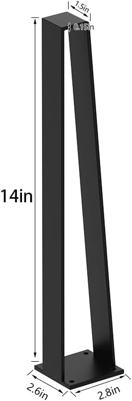 Patas mesa metal negro 14pulg 4pzas resistentes
