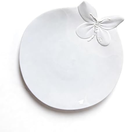 Plato cerámica blanca 10pulg decoración mariposa apto microondas
