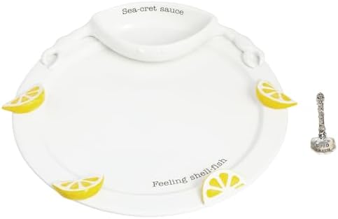 Plato Cerámica Blanco Para Mariscos Con Cepillo