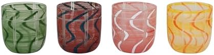 Vasos de cristal Creative Co-Op con rayas y ondas multicolor