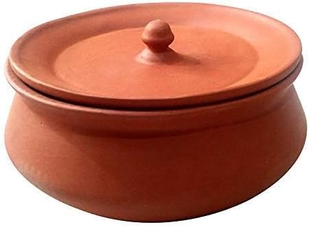 Cuenco de arcilla para cuajada Handi Dahi con tapa y mango