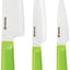 Set 3 Cuchillos Cerámica Verde y Blanco Santoku 5.5pulg