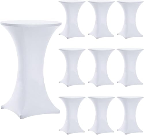 10 Pzas Cubiertas Mesa 32x43pulg Elástica Antiarrugas Blanco