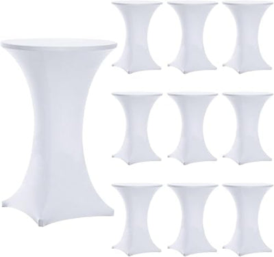 10 Pzas Cubiertas Mesa 32x43pulg Elástica Antiarrugas Blanco