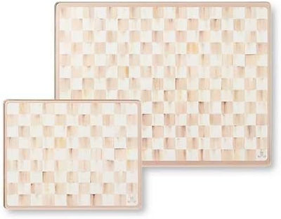 Set 2 Tablas Cortar Vidrio Templado Cuadros Marrón y Blanco Moca