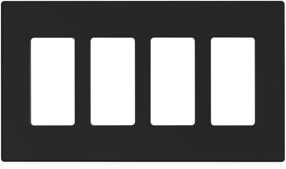 Placa pared sin tornillos 4 puertos negro polietileno pack 2
