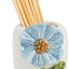 Soporte para palillos de dientes de flores azules de gres