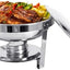 Set 4 Chafer Acero Inox 6qt con Tapas Vidrio Plato Servir