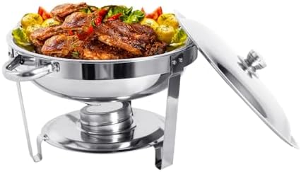 Set 4 Chafer Acero Inox 6qt con Tapas Vidrio Plato Servir