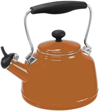 Hervidor té vintage esmalte acero con silbato