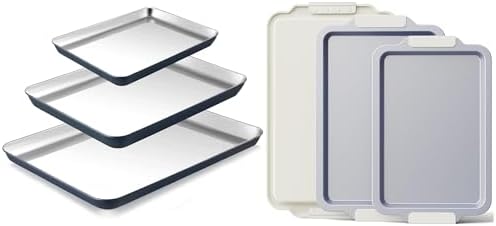 Set 3 Bandejas Cerámica y Set 3 Bandejas Acero Inox