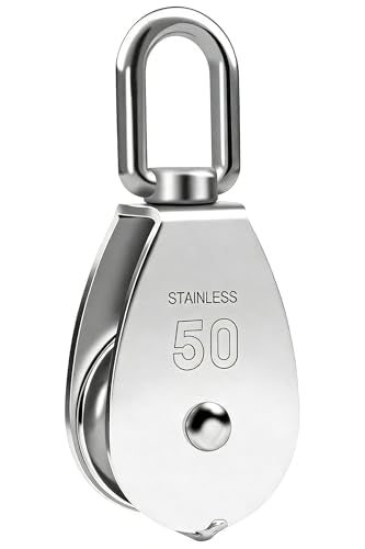 Bloque polea acero inox M50 con gancho giratorio