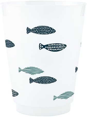 Vasos de fiesta reutilizables de plástico Santa Barbara Design Studio 16 oz peces