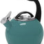 Hervidor té silbante acero esmaltado 2qt verde azulado